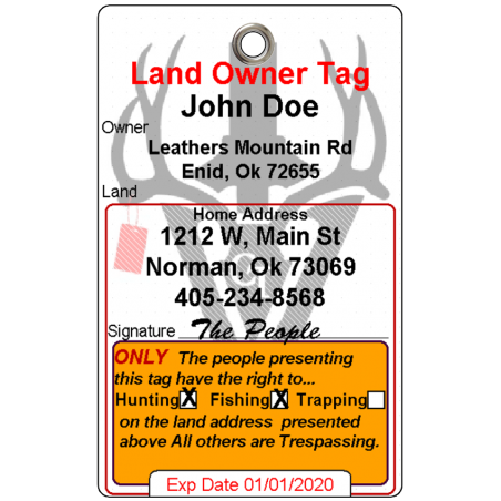 Land Owner Tag #hunttag #ohiolandtag